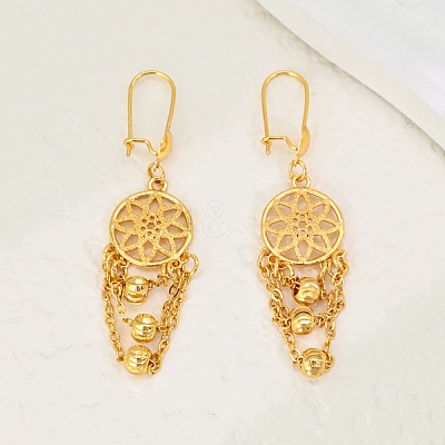 Elegant Brass Round Tassel Hoop Earrings XN7680-2-1