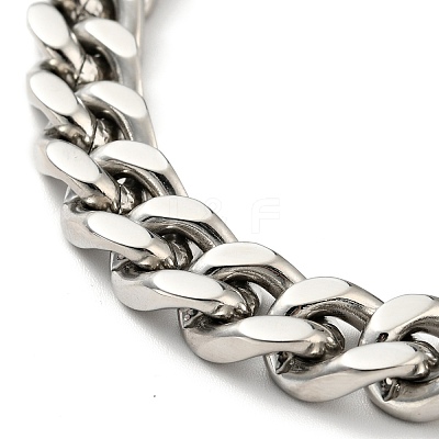 Non-Tarnish 201 Stainless Steel Curb Chain Bracelet Hand Polished for Men Women BJEW-H550-06C-P-1