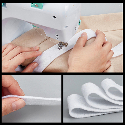 Needle Punch Cotton Strips Fabric SRIB-WH0027-01-1