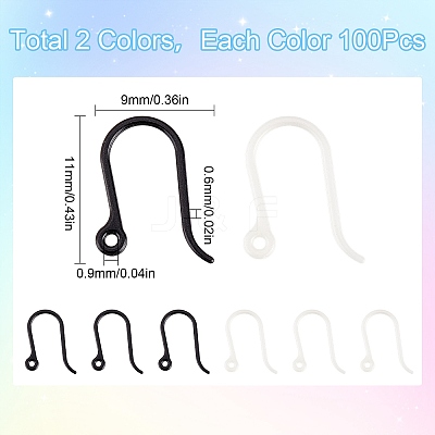 200Pcs 2 Colors Plastic Earring Hooks KY-SC0001-67-1