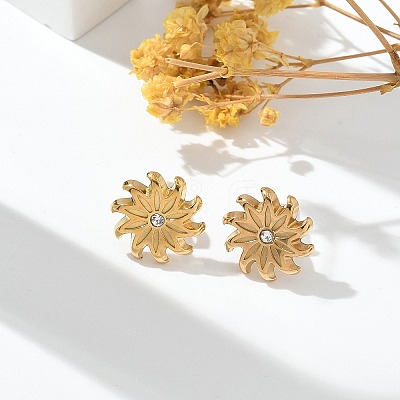 304 Stainless Steel Rhinestone Stud Earrings for Women STAS-Z117-13G-1