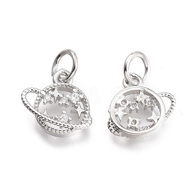 Brass Micro Pave Cubic Zirconia Pendants X-KK-P187-06P-1