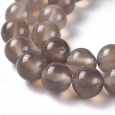 Natural Grey Agate Bead Strands G-R193-12-8mm-1