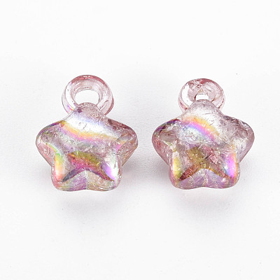 Transparent Crackle Acrylic Pendants MACR-S373-63-L02-1