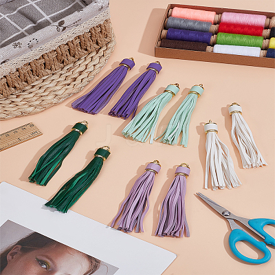 10Pcs 5 Colors Imitation Leather Tassel Pendants FIND-LP0007-26A-1