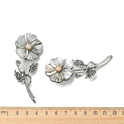 Black Lip Shell Flower Alloy Brooch JEWB-Z019-01D-1