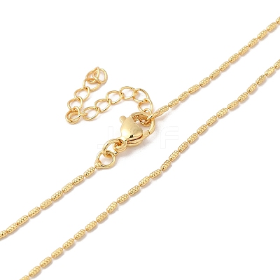 Brass Oval Beaded Chain Necklace NJEW-R260-02G-1