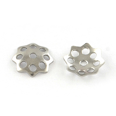 Tarnish Resistant 8-Petal Hollow Flower Smooth Surface 304 Stainless Steel Bead Caps STAS-R065-55-1