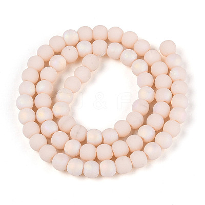 Frosted Opaque Glass Beads Strands GLAA-T032-P6mm-MBB09-1