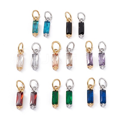 304 Stainless Steel Cubic Zirconia Pendants STAS-E487-21-1