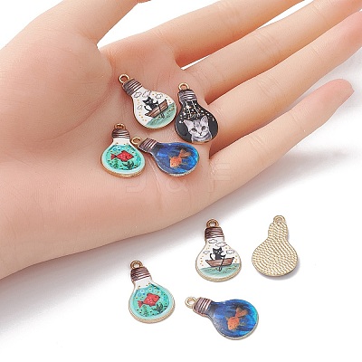 8Pcs 4 Style Alloy Enamel Pendants ENAM-YW0003-06-1