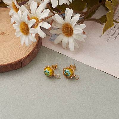 Handmade Millefiori Lampwork Earring Stud Settings and Ear Nuts EJEW-JE04418-02-1