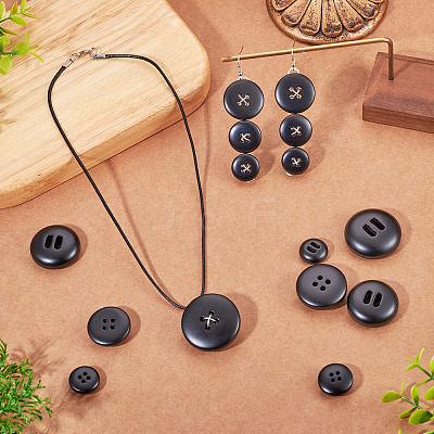 25Pcs 5 Styles 4-Hole Resin Buttons BUTT-TA0001-49-1