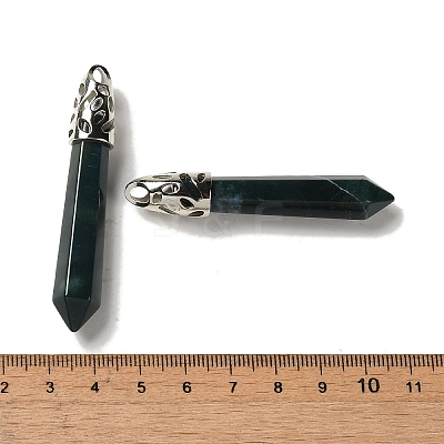 Natural Moss Agate Pointed Big Pendants G-Z055-01P-12-1