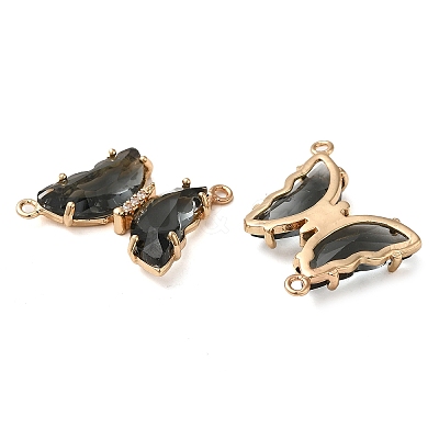 Brass Pave Faceted Glass Connector Charms FIND-Z020-04V-1