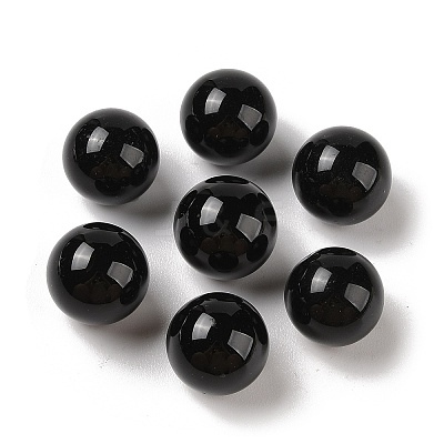 Natural Black Onyx(Dyed & Heated) No Hole Sphere Beads G-K353-04D-32-1