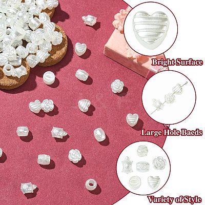 300Pcs 6 Styles Plastic Imitation Pearl Beads OACR-CJ0002-46-1