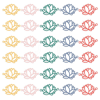 50Pcs 5 Colors Spray Painted 201 Stainless Steel Connector Charms STAS-DC0007-98-1