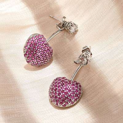 Cherry Brass Micro Pave Cubic Zirconia Stud Earrings EJEW-M077-12P-02-1