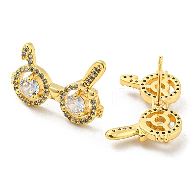 Brass Micro Pave Cubic Zirconia Stud Earrings EJEW-D090-01G-1