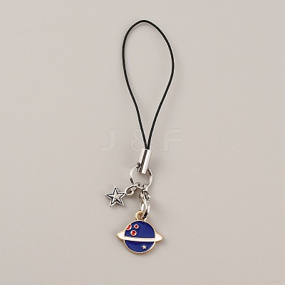 Cute Cartoon Planet Alloy Enamel Mobile Straps Lanyards HJEW-WH0068-07A-1