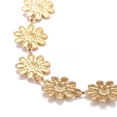 Enamel Daisy Link Chain Necklace NJEW-P220-01G-03-1