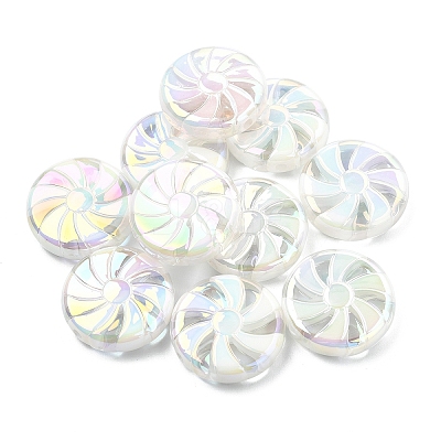 10Pcs UV Plating Opaque Acrylic Beads OACR-YW0002-21B-1