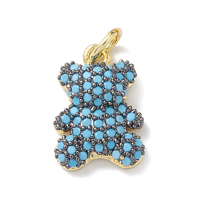 Rack Plating Brass Micro Pave Cubic Zirconia Charms KK-H443-06G-1