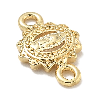 Rack Plating Brass Flat Round Connector Charms KK-L224-095G-02-1