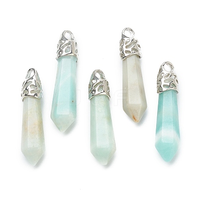 Bullet Natural Flower Amazonite Pointed Pendants G-E332-C38-1