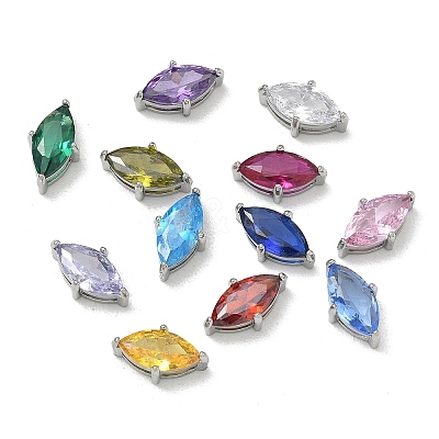 304 Stainless Steel Pave Cubic Zirconia Charms CU-CBABCF3-02P-1