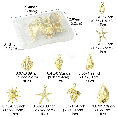 9Pcs 9 Styles Ocean Series Alloy Pendants FIND-FS0003-31-1