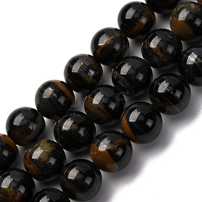 Dyed Natural Blue Tiger Iron Beads Strands G-G286-A03-10mm-1