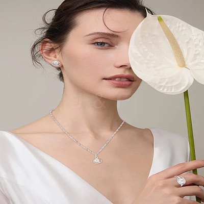 Alloy Pendant Necklaces & Stud Earrings & Ring Sets for Women SJEW-LP0001-20-1
