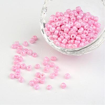 6/0 Opaque Colours Round Glass Seed Beads X-SEED-A010-4mm-55-1