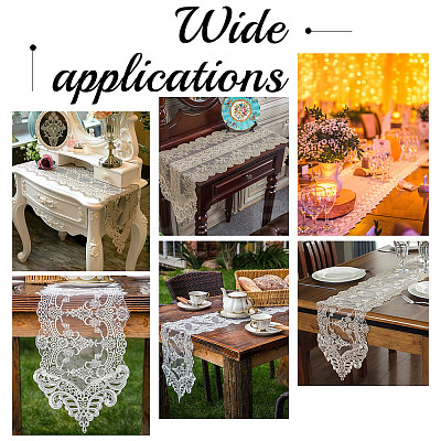 Polyester Lace Table Runners AJEW-WH0248-533A-1