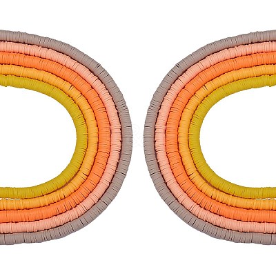 10 Strands 5 Colors Flat Round Handmade Polymer Clay Beads CLAY-SZ0002-02A-1