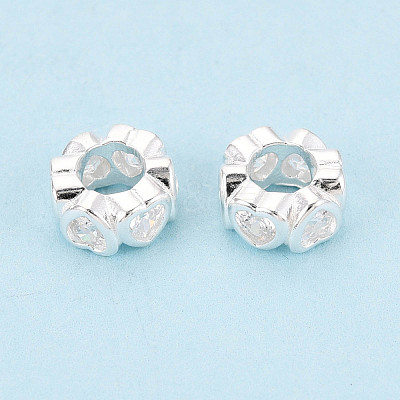 925 Sterling Silver Clear Cubic Zirconia Spacer Beads STER-N016-118S-1