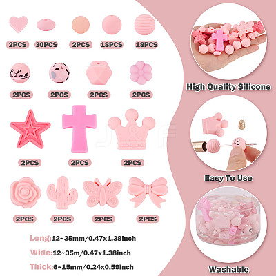 92Pcs Transparent Silicone Focal Beads SIL-TA0002-84-1