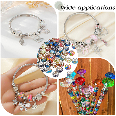 100Pcs 10 Colors Resin European Beads RPDL-PA0001-01-1