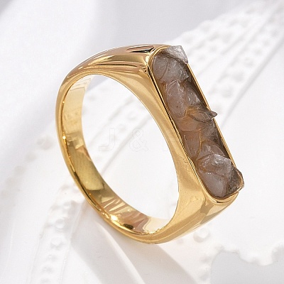 Rectangle Natural Quartz Crystal Chips Finger Rings RJEW-D303-02G-02-1