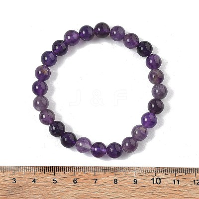 Natural Amethyst Beaded Stretch Bracelets BJEW-Q692-56-8mm-1