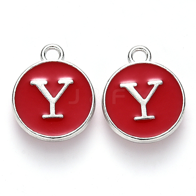 Platinum Plated Alloy Enamel Charms X-ENAM-S118-03Y-P-1