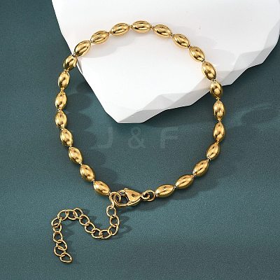 Ion Plating(IP) 304 Stainless Steel Oval Ball Chain Bracelets for Women X-BJEW-C046-01G-1