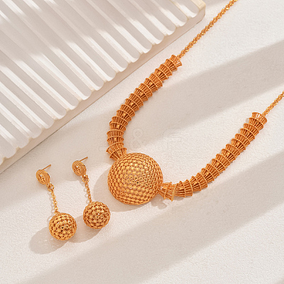 Elegant Middle Eastern Alloy Hollow Round Necklace & Earrings Sets for Women TY5682-1