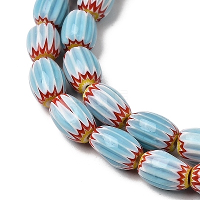 Handmade Millefiori Glass Oval Beads Strands LK-Z001-02A-04-1