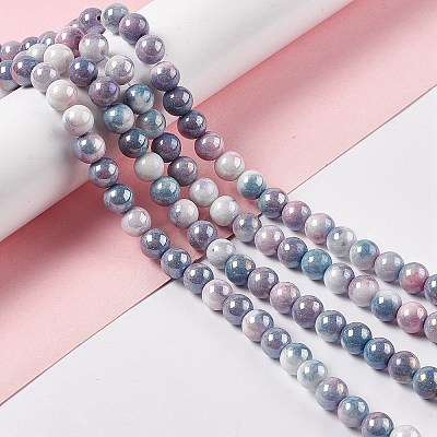 Electroplated Glass Beads Strands GLAA-C023-01D-1