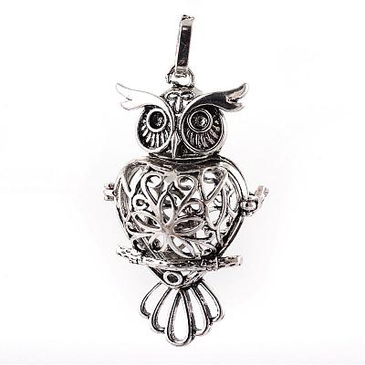 Rack Plating Brass Cage Pendants KK-Q402-18AS-1