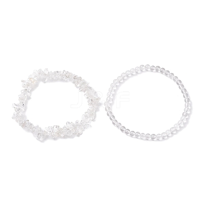 Chip & Round Natural Mixed Stone Beaded Stretch Bracelets for Women BJEW-JB10188-1
