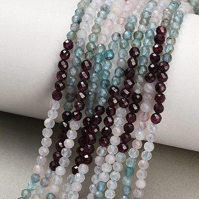 Gradient Color Natural Garnet & Quartz Crystal & Apatite Beads Strands GG-CBA1668-A05-3mm-1